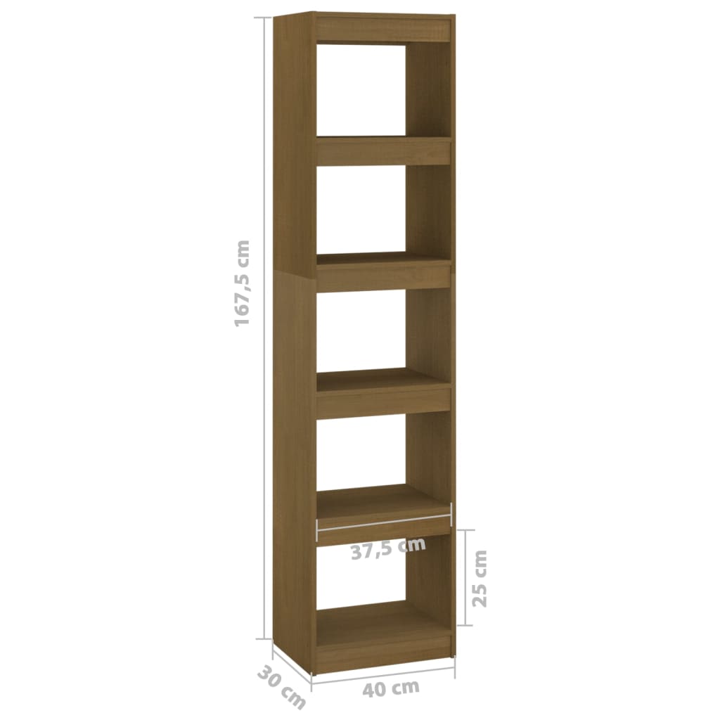 vidaXL Библиотека/разделител за стая меденокафява 40x30x167,5 см бор