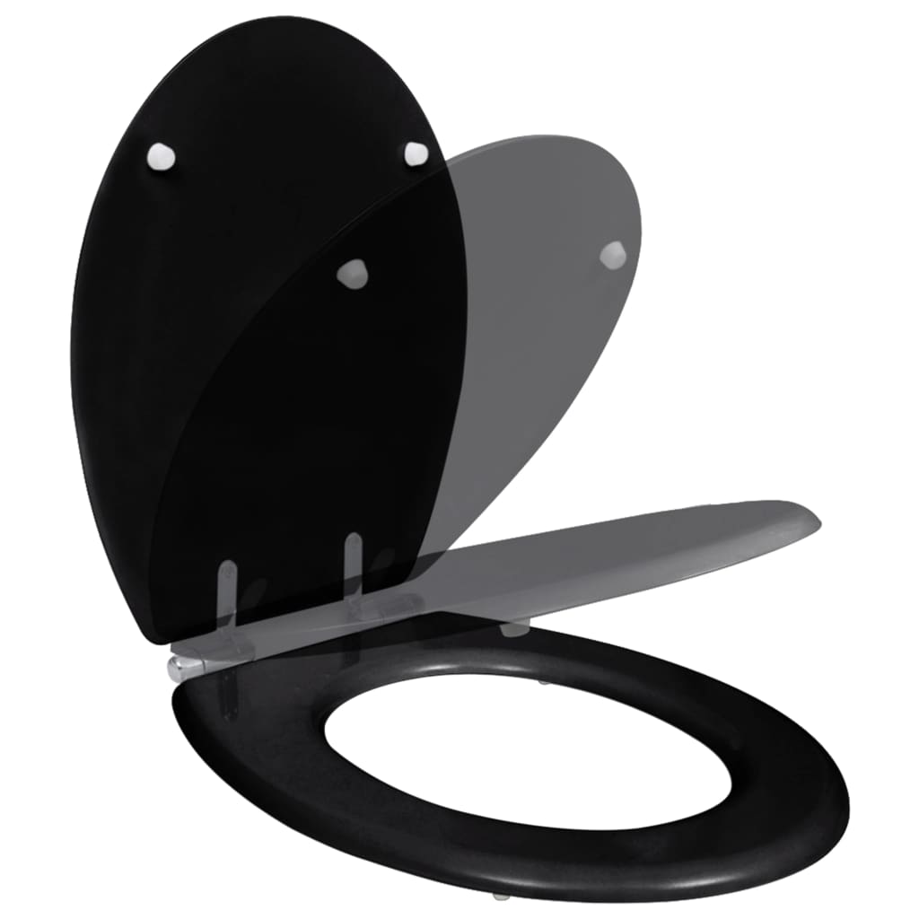 vidaXL Тоалетна седалка МДФ капак с плавно затваряне изчистена черна