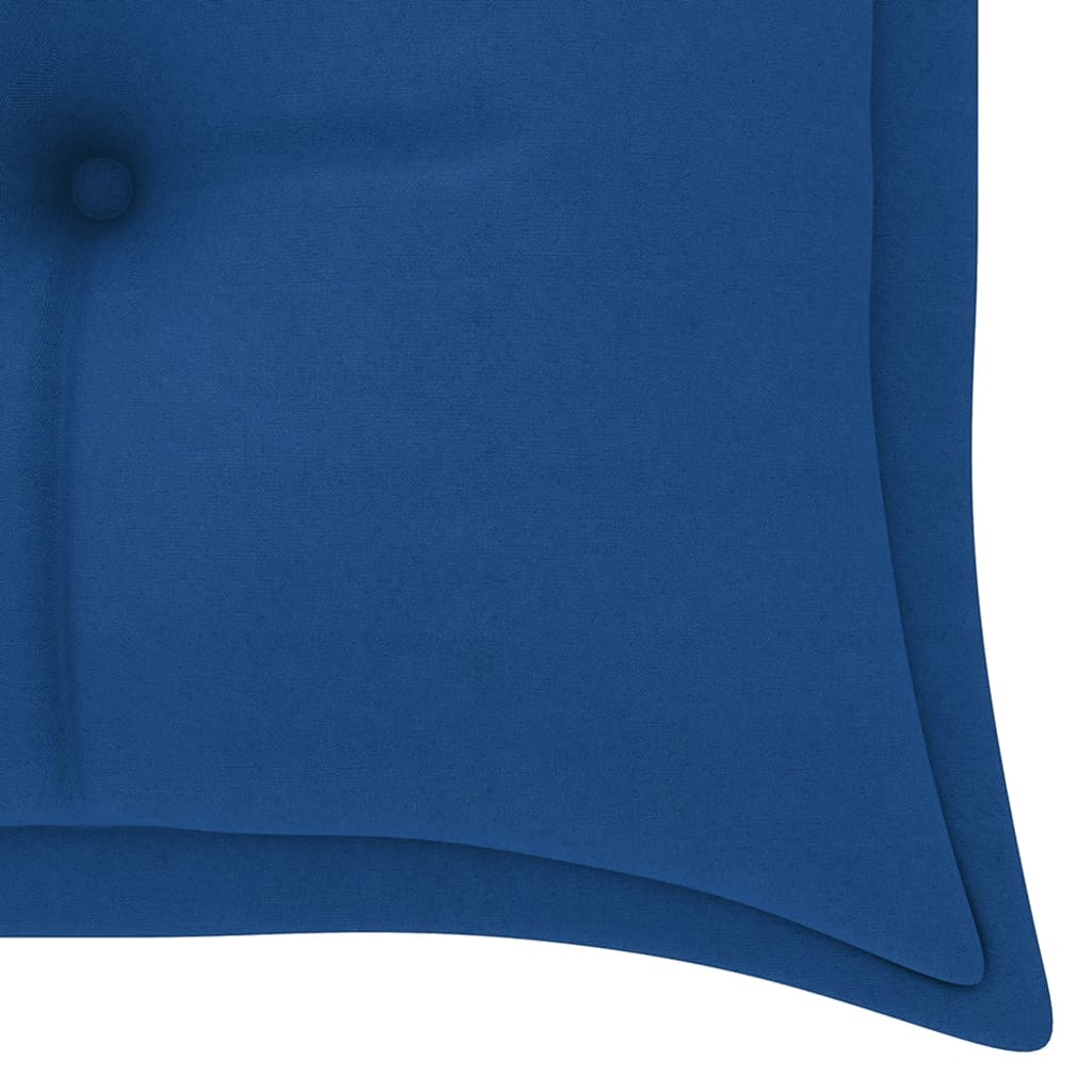 vidaXL Пейка Батавия с синя възглавница, 150 см, тик масив