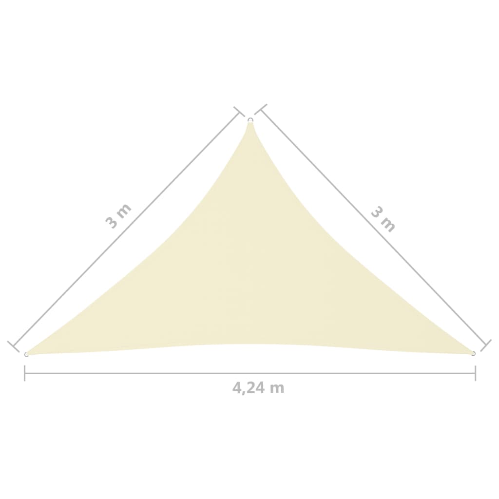 vidaXL Платно-сенник, Оксфорд плат, триъгълно, 3x3x4,24 м, кремаво