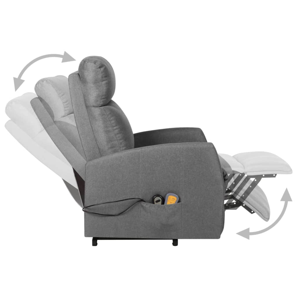 vidaXL Изправящ масажен стол, светлосив, текстил
