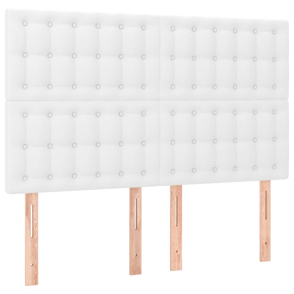 vidaXL Рамка за легло с табла, бяла, 140x200 см, изкуствена кожа