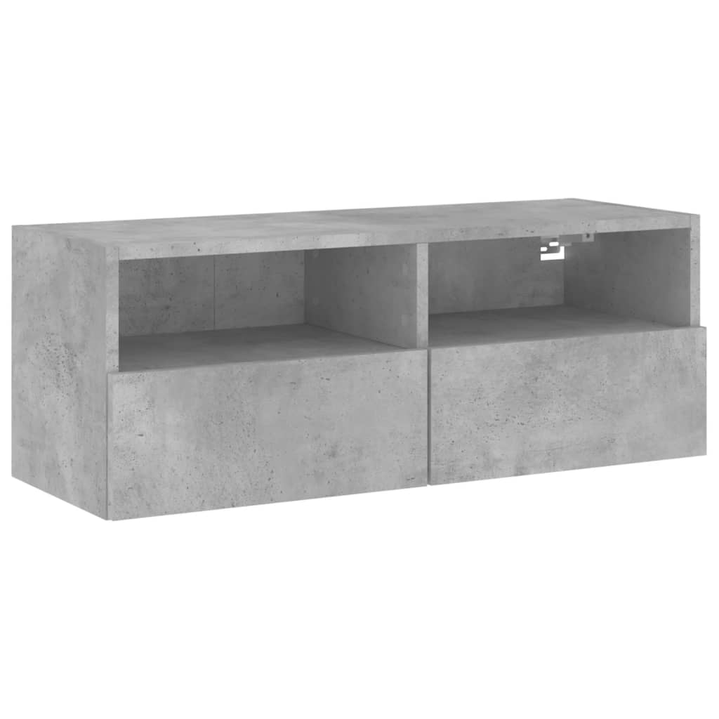 vidaXL ТВ стенни шкафове, 5 части, бетонно сиви, инженерно дърво