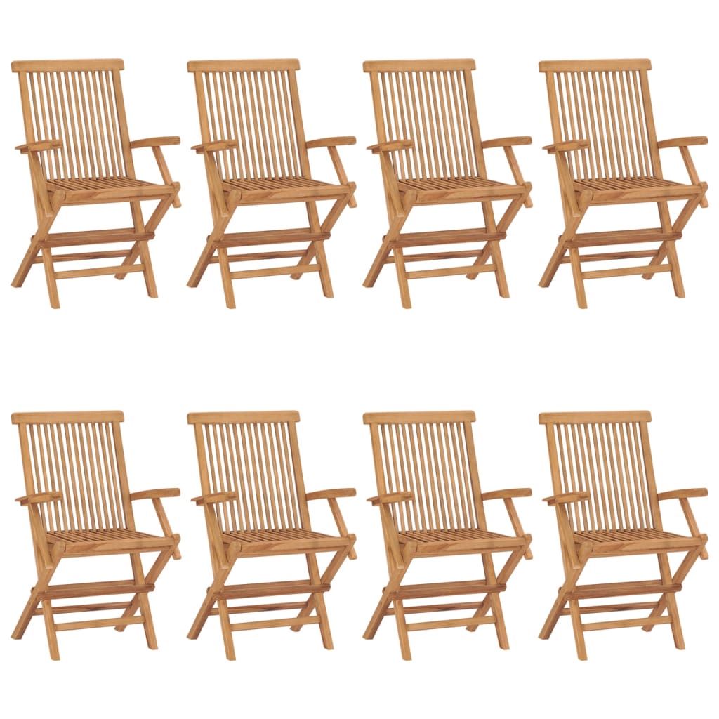 vidaXL Градински столове с възглавници таупе 8 бр тик масив