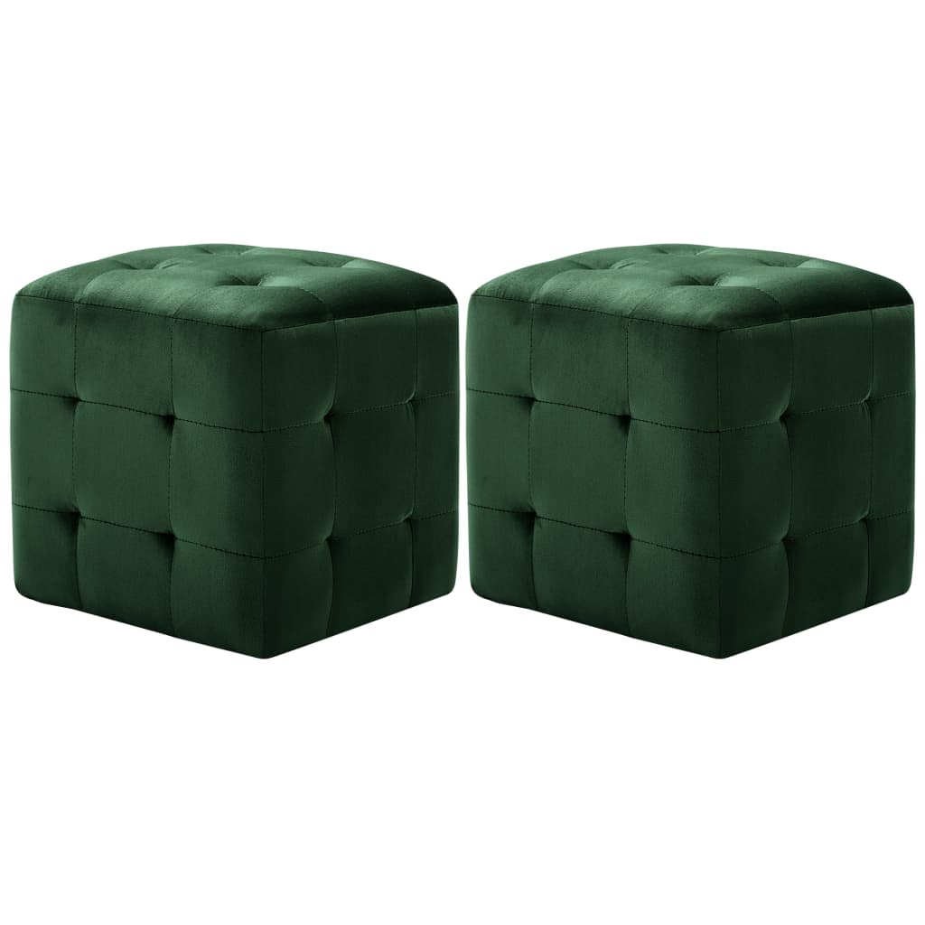 vidaXL Нощни шкафчета, 2 бр, зелени, 30x30x30 см, кадифен текстил