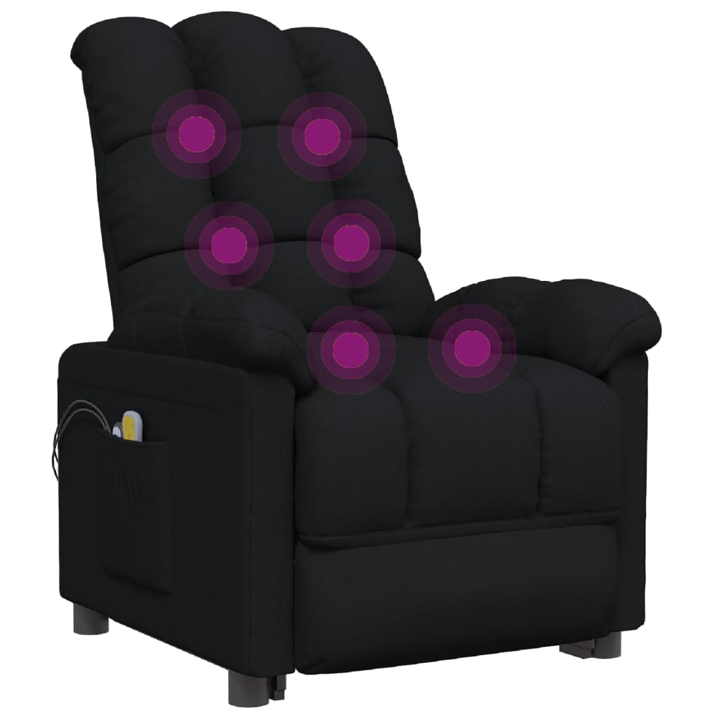 vidaXL Електрически масажен стол, черен, текстил