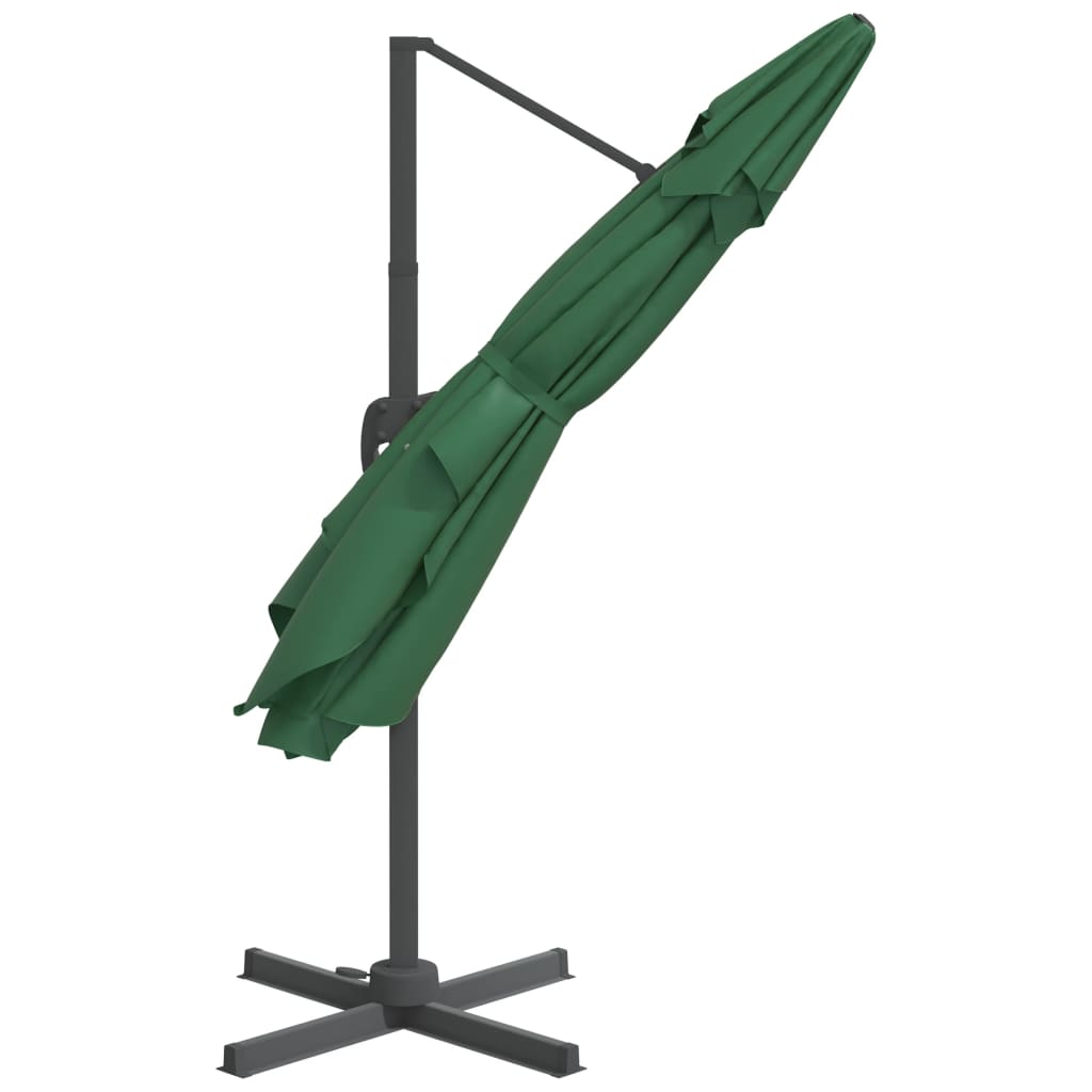 vidaXL Конзолен чадър с алуминиев прът, зелен, 400x300 см