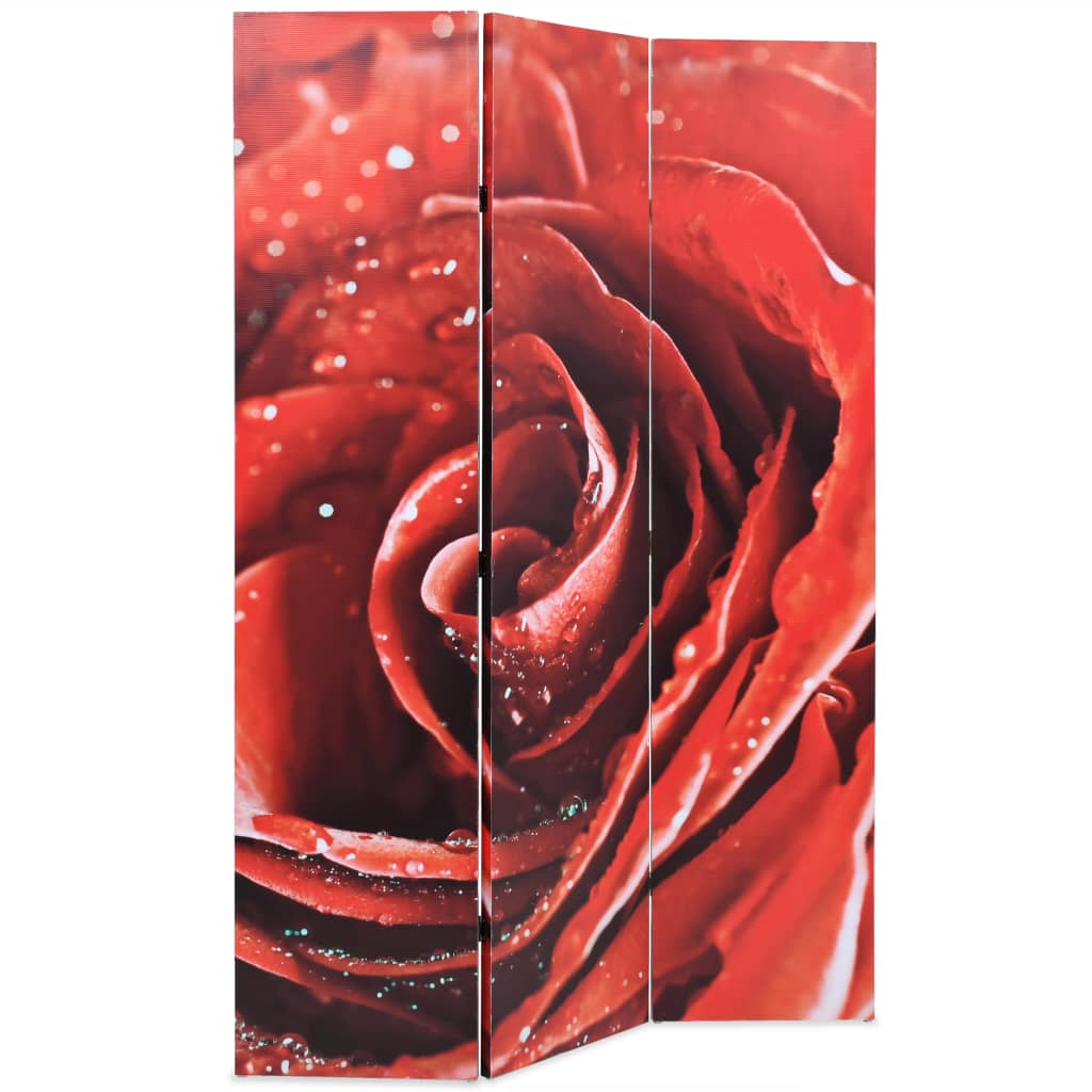vidaXL Сгъваем параван за стая, 120x170 см, роза, червен