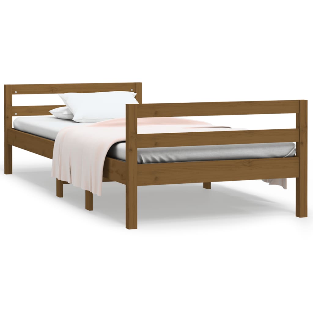 vidaXL Рамка за легло, меденокафяво, борово дърво масив, 75x190 см