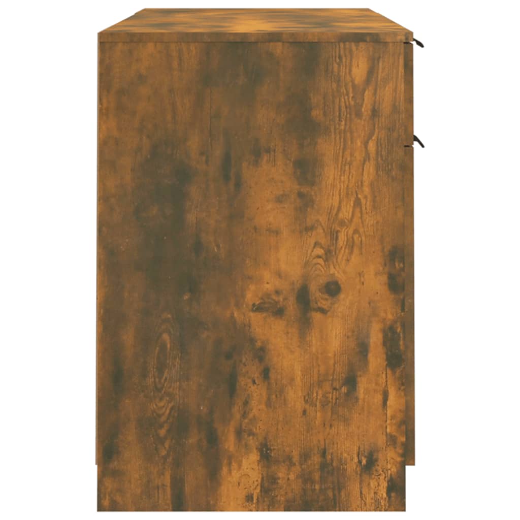vidaXL Бюро със страничен шкаф, Опушен дъб, инженерна дървесина