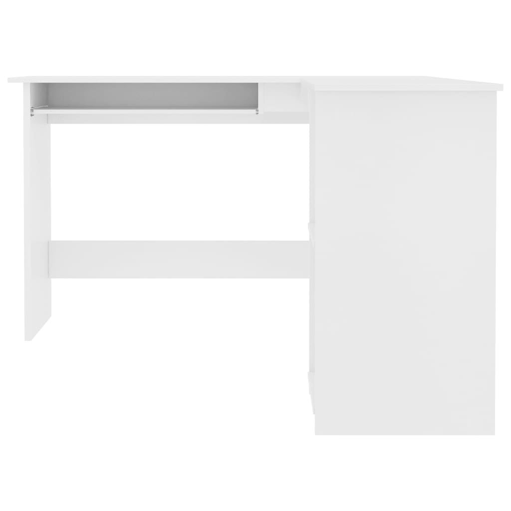 vidaXL Г-образно ъглово бюро, бяло, 120x140x75 см, ПДЧ
