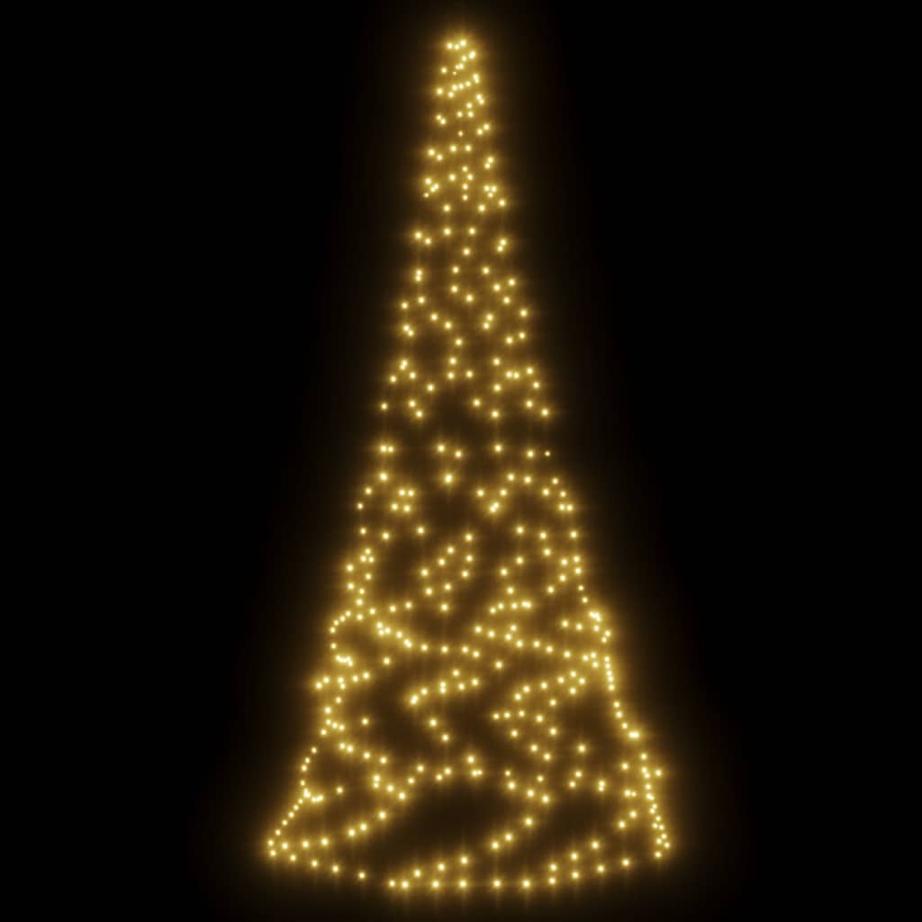 vidaXL Коледна елха на флагщок, топло бяло, 200 LED, 180 см
