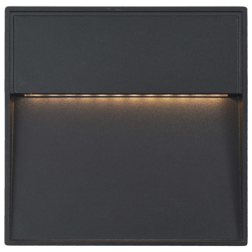 vidaXL Фасадни LED аплици, 2 бр, 3 W, черни, квадратни