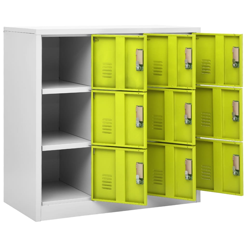 vidaXL Заключващи шкафове 2 бр светлосиво/зелено 90x45x92,5 см стомана