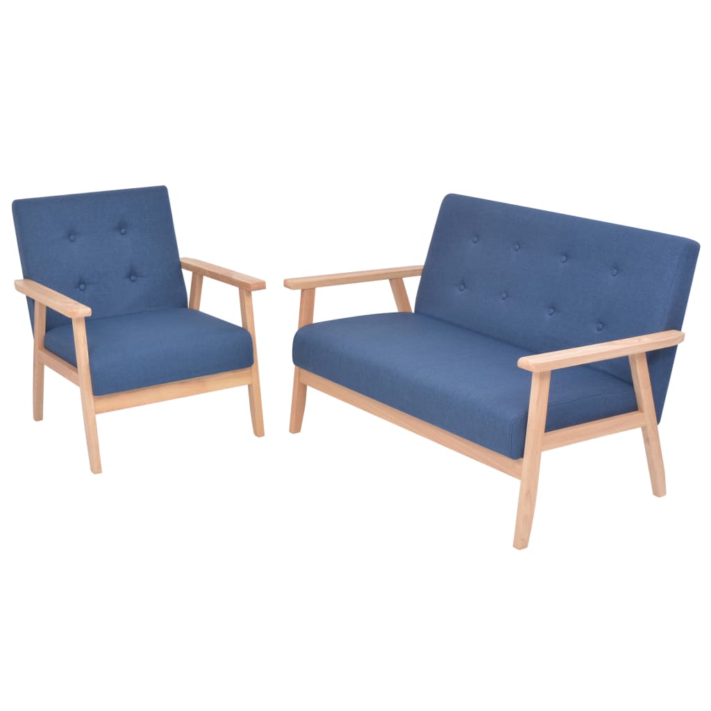 vidaXL Комплект кресла, 2 части, плат, сини