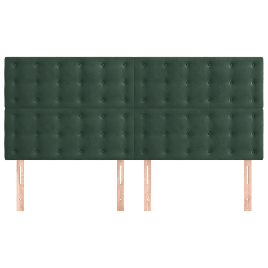 vidaXL Горни табли за легло, 4 бр, тъмнозелени, 80x5x78/88 см кадифе