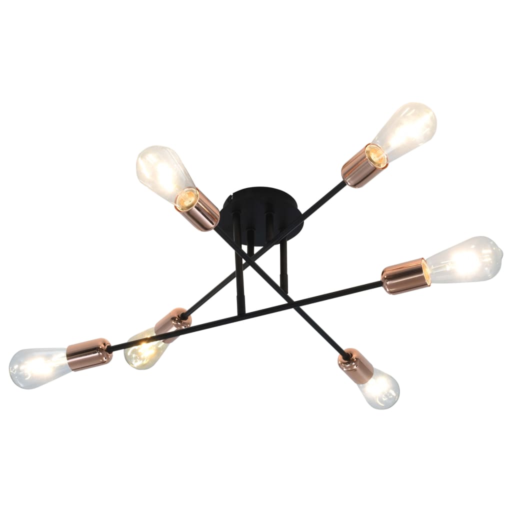 vidaXL Таванна лампа, черно и мед, E27