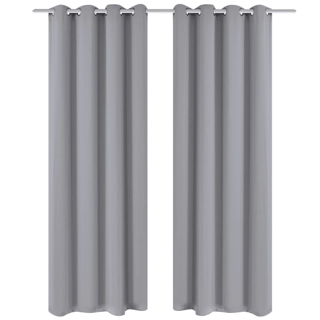 vidaXL Затъмняващи завеси с метални халки, 2 бр, 135x175 см, сиви