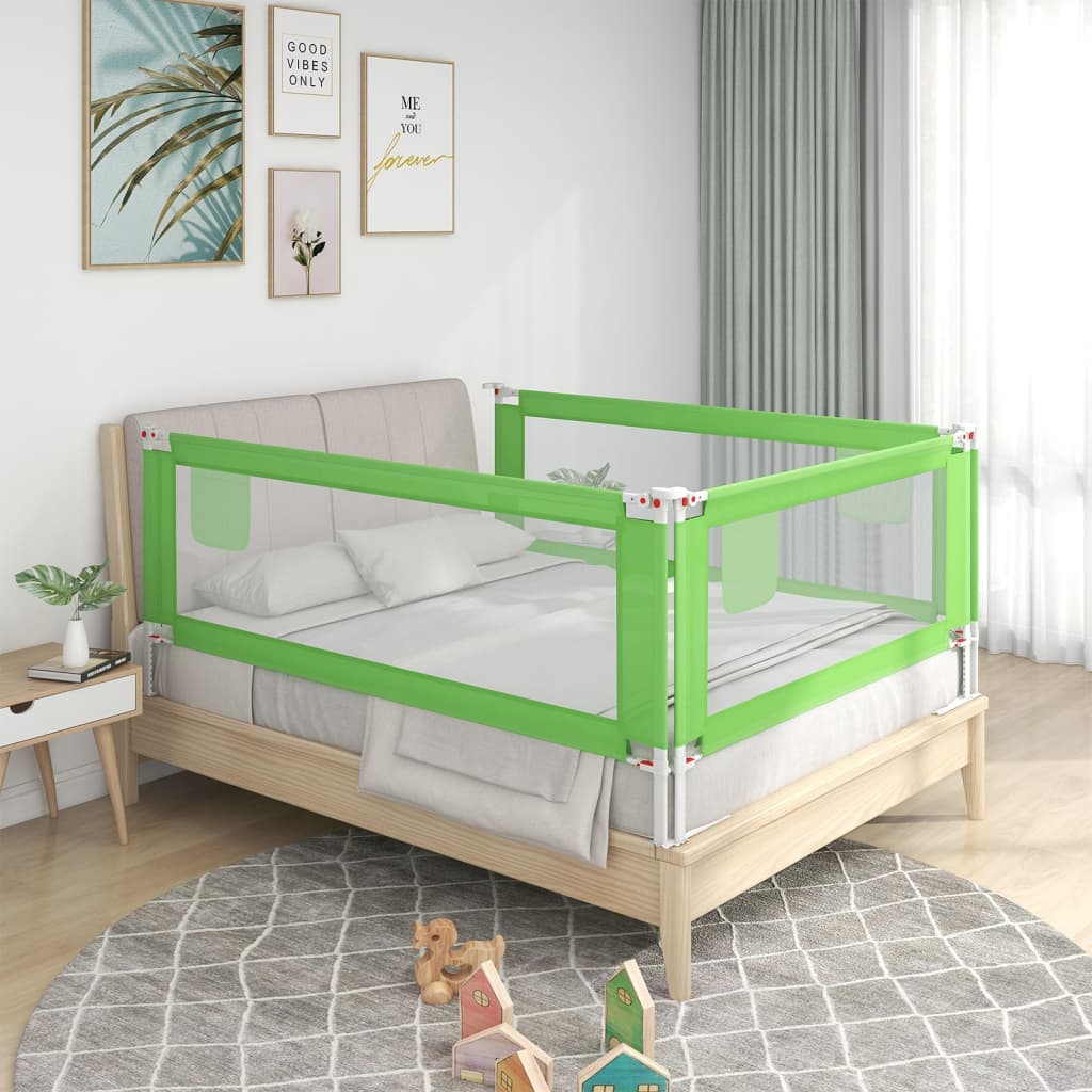 vidaXL Ограничител за бебешко легло, зелен, 180x25 см, плат