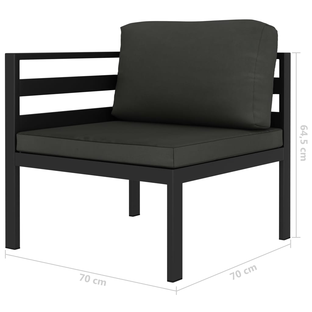 vidaXL Модулен ъглов диван, 1 бр, с възглавници, алуминий, антрацит