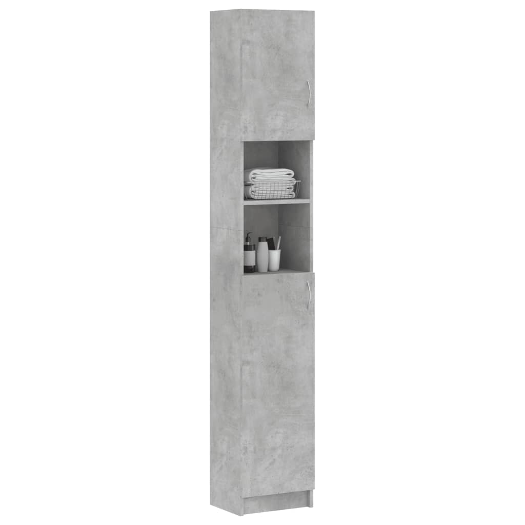 vidaXL Шкаф за баня, бетонно сив, 32x25,5x190 см, ПДЧ