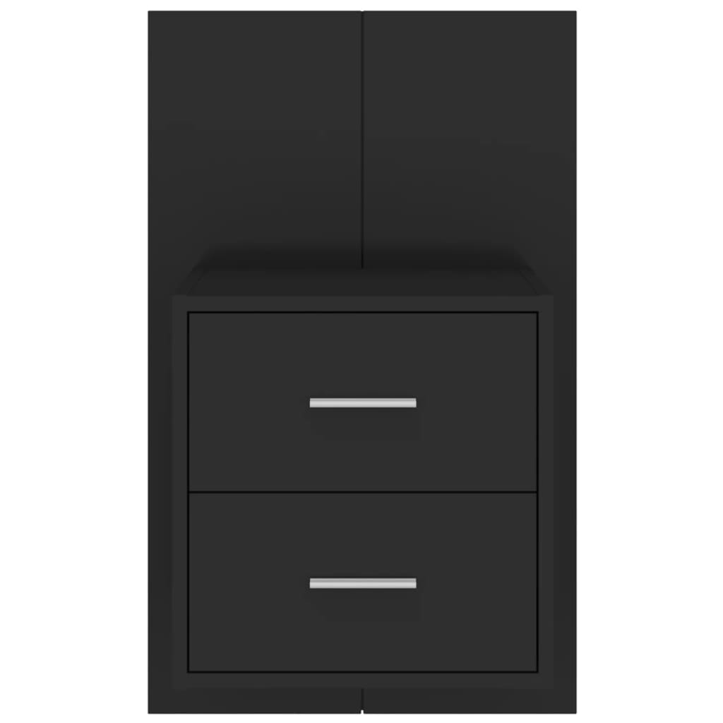 vidaXL Нощни шкафчета за стенен монтаж, 2 бр, черни