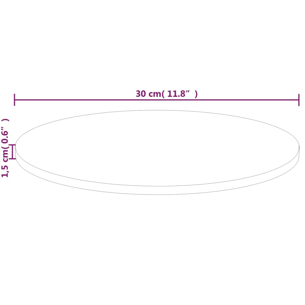 vidaXL Кръгъл плот за маса, Ø30x1,5 см, необработен дъб масив