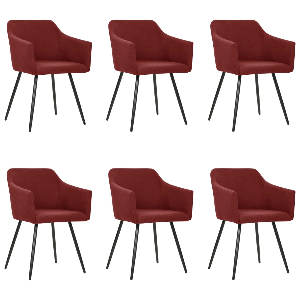 vidaXL Трапезни столове, 6 бр, виненочервени, текстил
