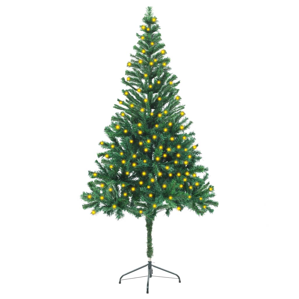 vidaXL Изкуствена осветена коледна елха със стойка, 180 см, 564 клонки