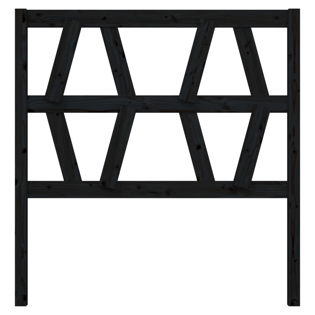 vidaXL Горна табла за легло, черна, 81x4x100 см, бор масив