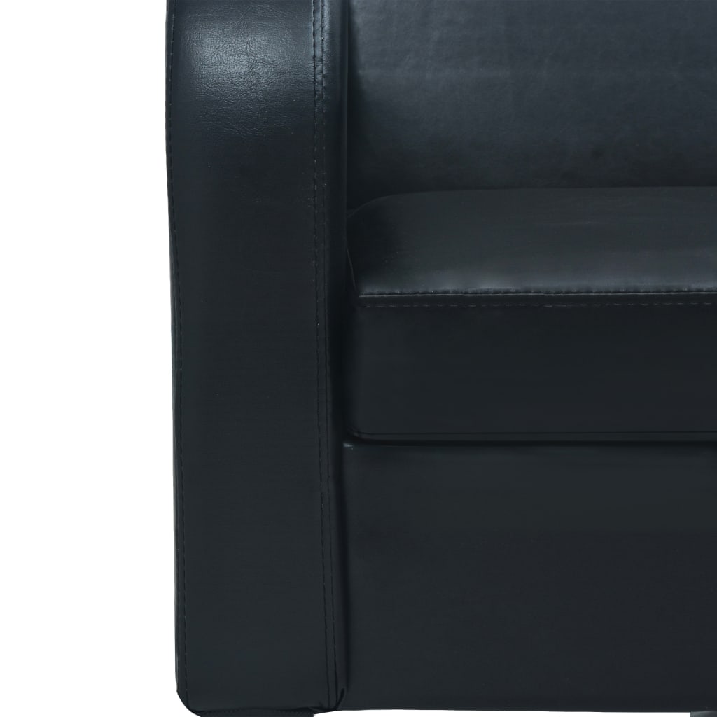 vidaXL Двуместен диван, изкуствена кожа, черен