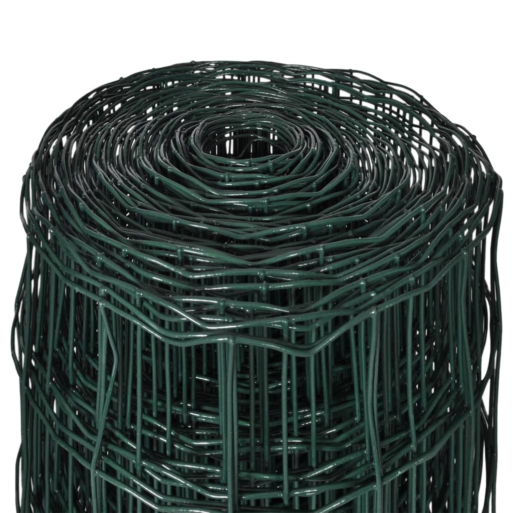 vidaXL Оградна мрежа, стомана, 25 x 1,2 м, зелена
