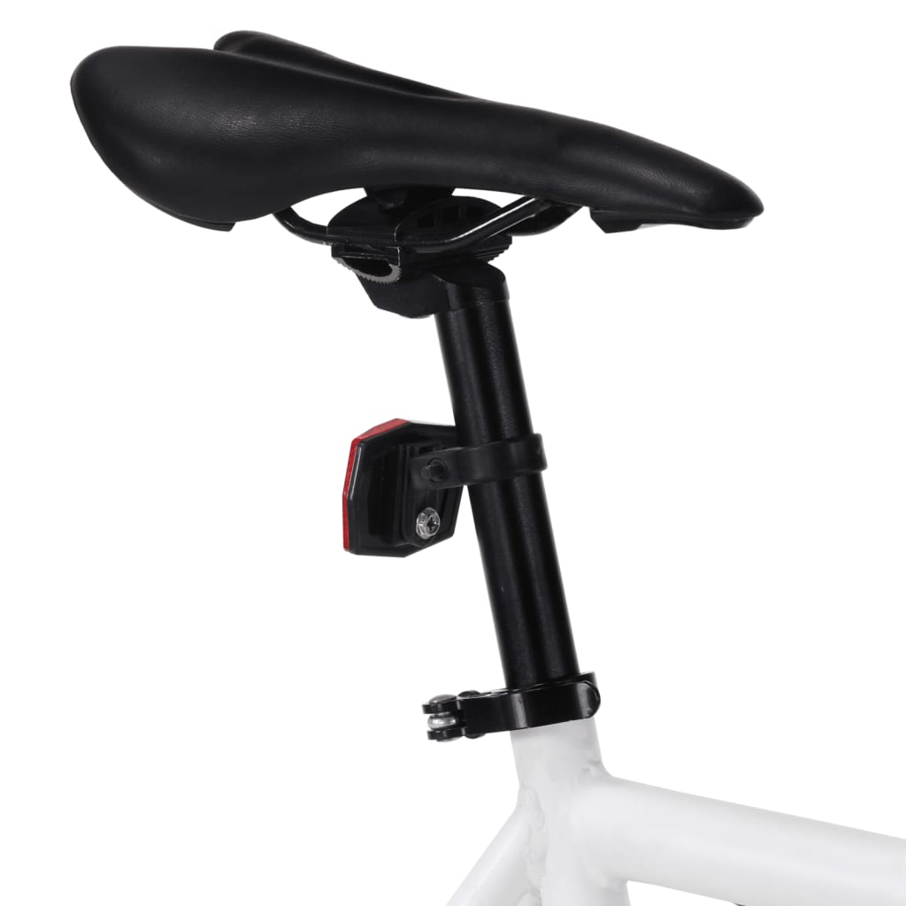 vidaXL Велосипед с фиксирана предавка, бяло и черно, 700c, 59 см