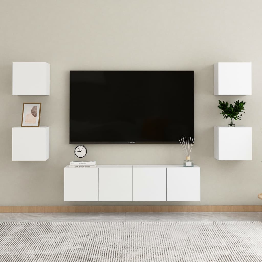 vidaXL ТВ шкаф за стенен монтаж, бял, 30,5x30x30 см