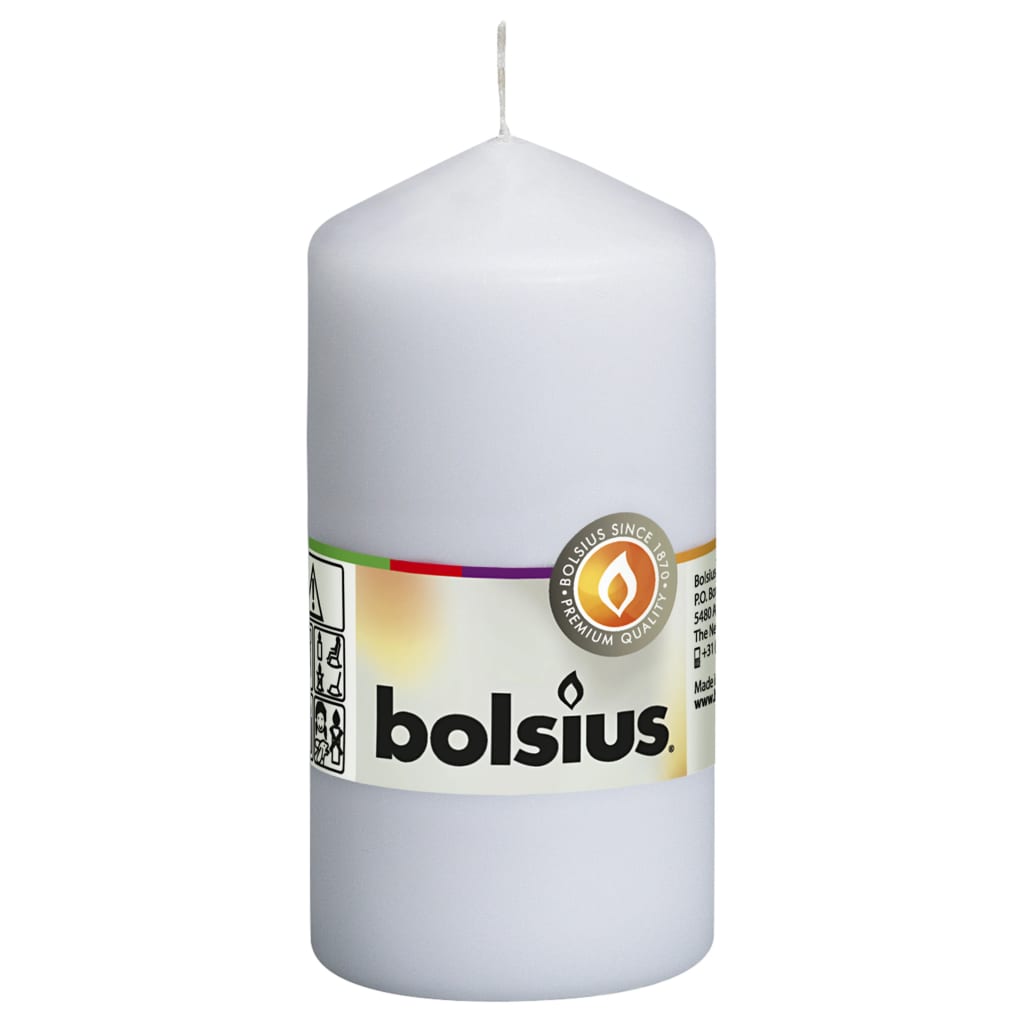 Bolsius Колонни свещи, 10 бр, 120x58 мм, бели
