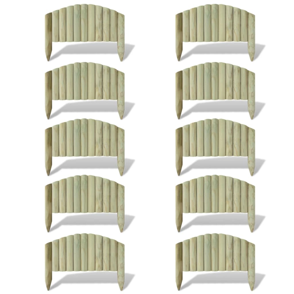 vidaXL Мини оградни панели за лехи, 10 бр, дърво, 55 см
