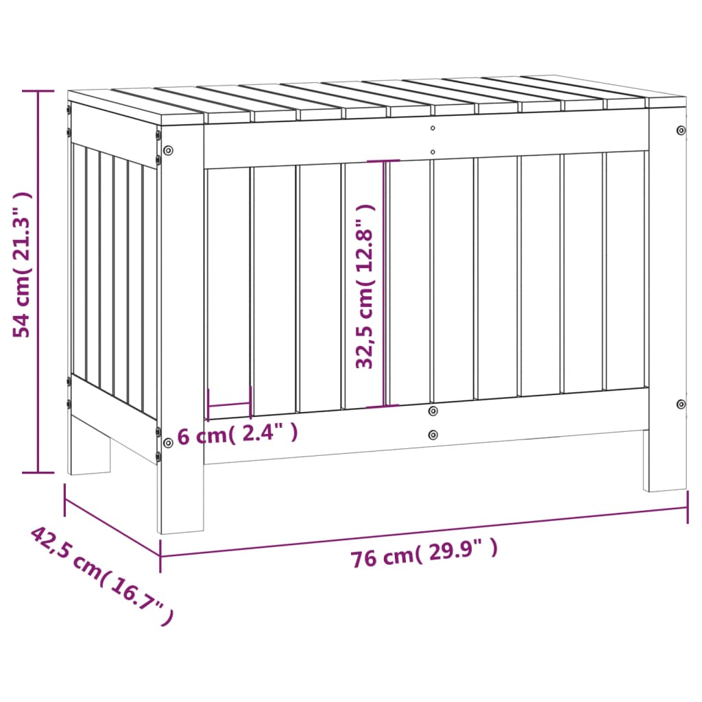 vidaXL Градинска кутия за съхранение, бяла, 76x42,5x54 см, бор масив