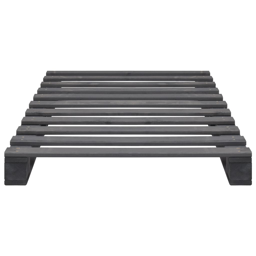 vidaXL Палетна рамка за легло, сива, бор масив, 100х200 см