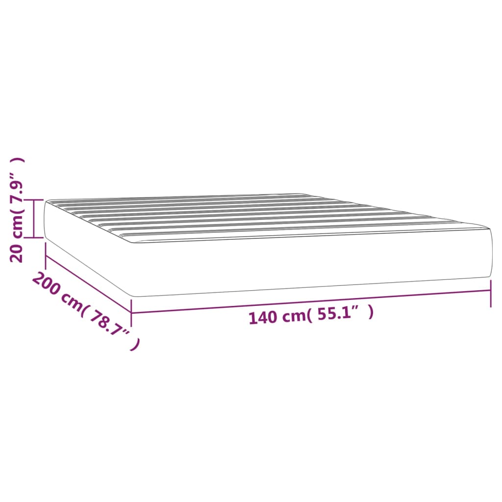 vidaXL Матрак за легло с покет пружини тъмнокафяв 140x200x20 см плат