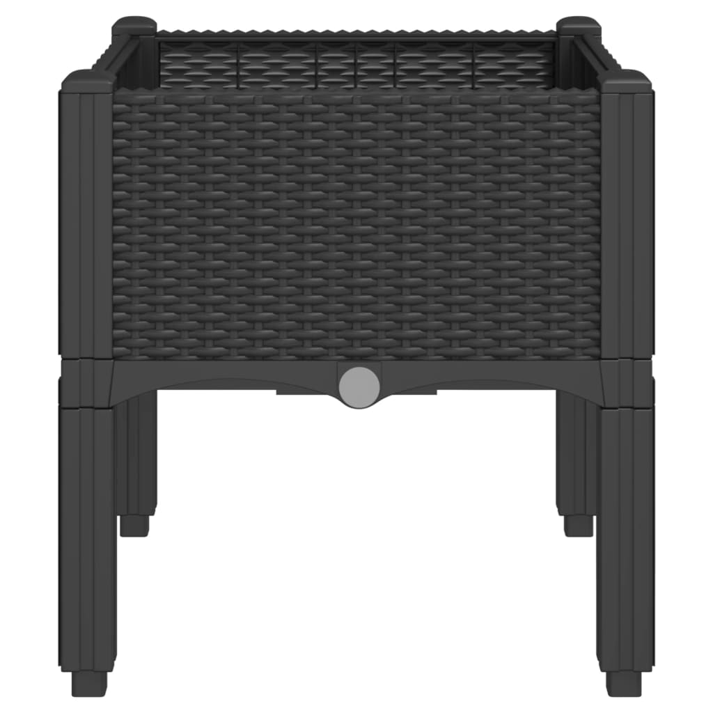 vidaXL Градинска кашпа с крака, черна, 40x40x42 см, PP