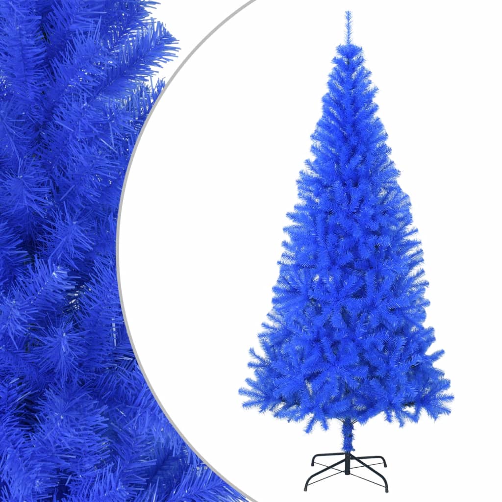 vidaXL Изкуствена коледна елха със стойка, синя, 180 см, PVC