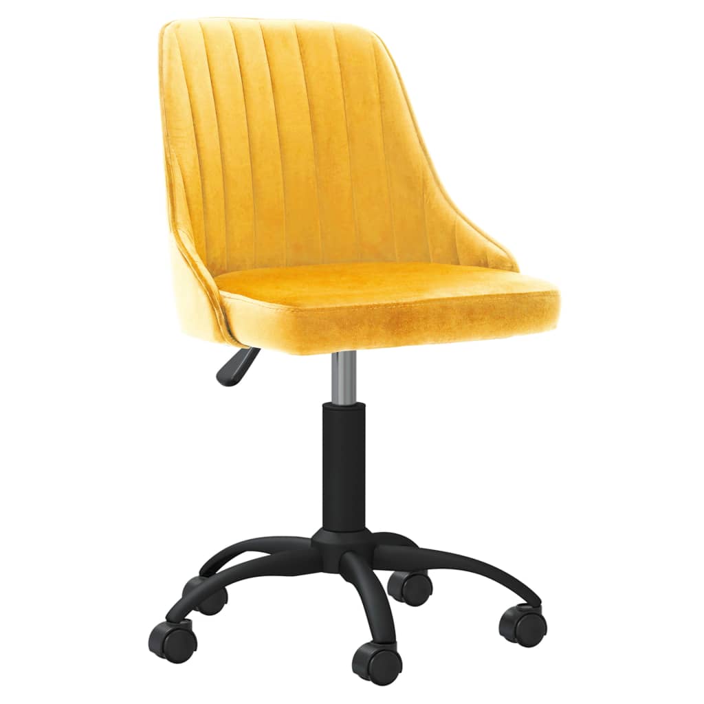 vidaXL Въртящ се офис стол, жълт, кадифе