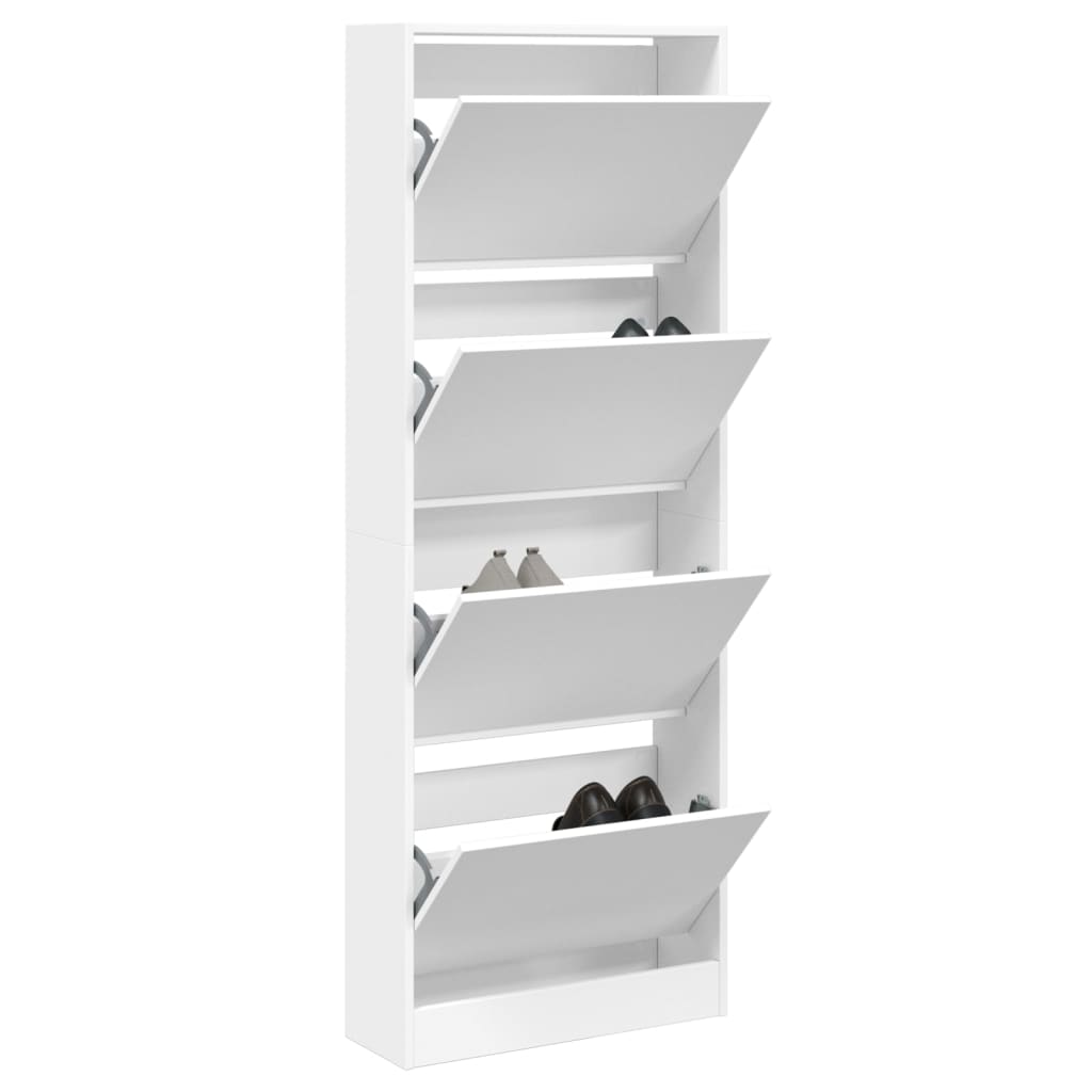 vidaXL Шкаф за обувки, бял, 60x21x163,5 см, инженерно дърво