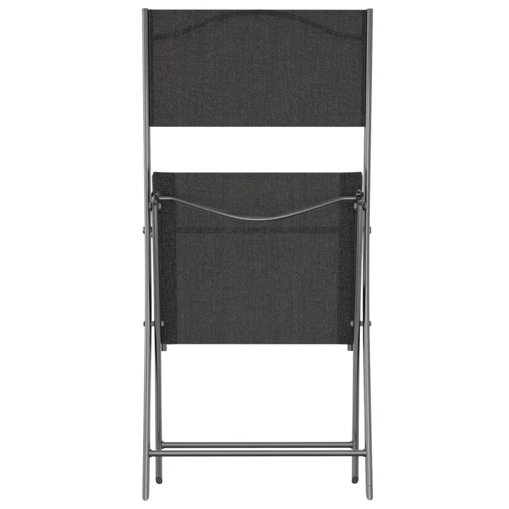 vidaXL Сгъваеми външни столове, 2 бр, черни, стомана и textilene