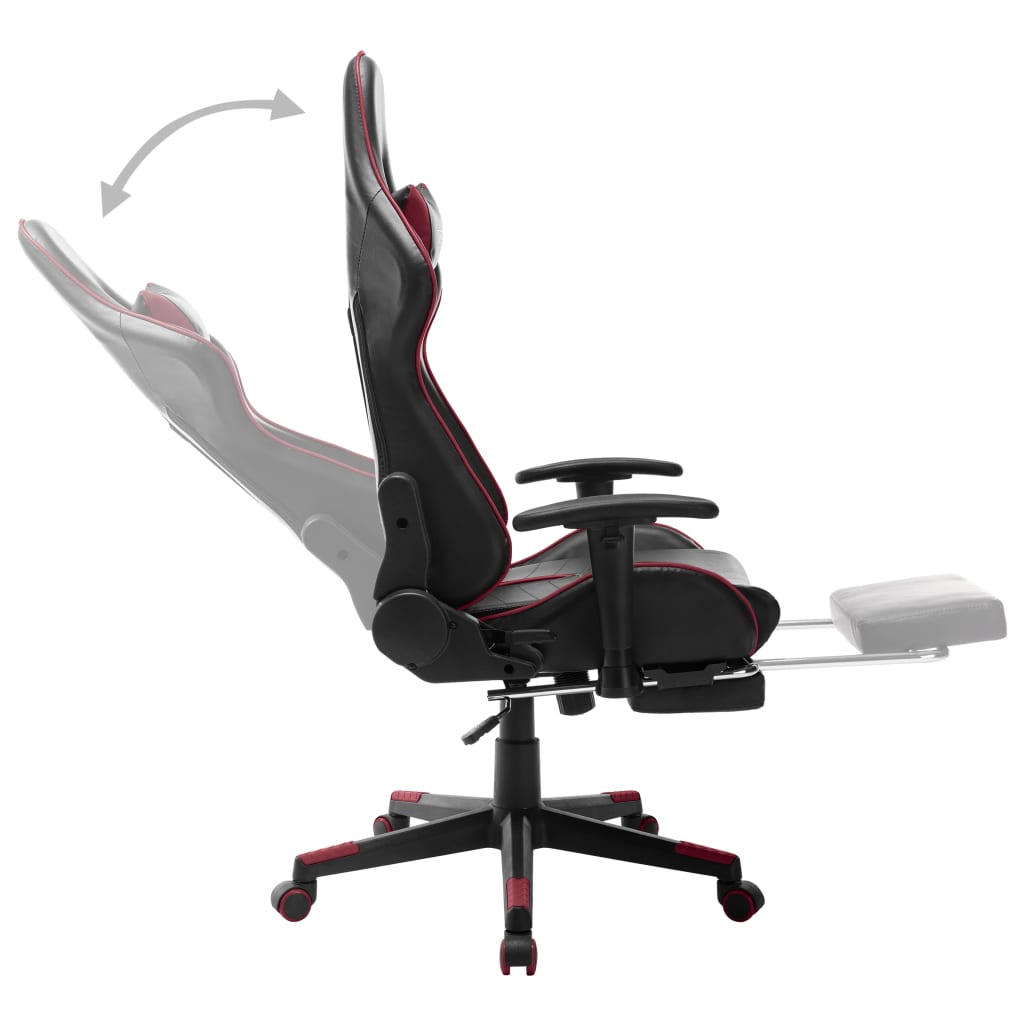 vidaXL Геймърски стол с подложка крака черно и червено изкуствена кожа