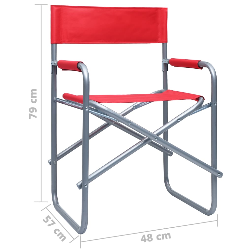 vidaXL Режисьорски столове, 2 бр, стомана, червени