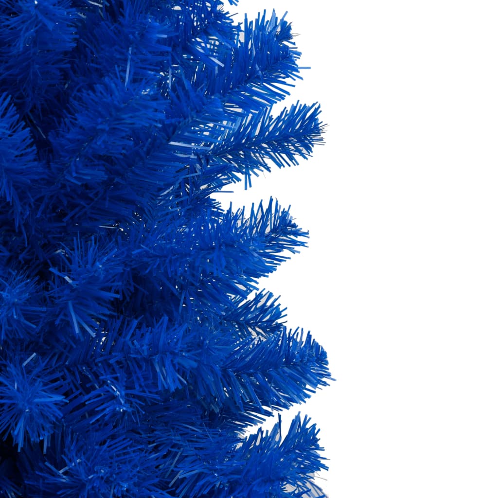 vidaXL Изкуствена осветена коледна елха със стойка синя 150 см PVC