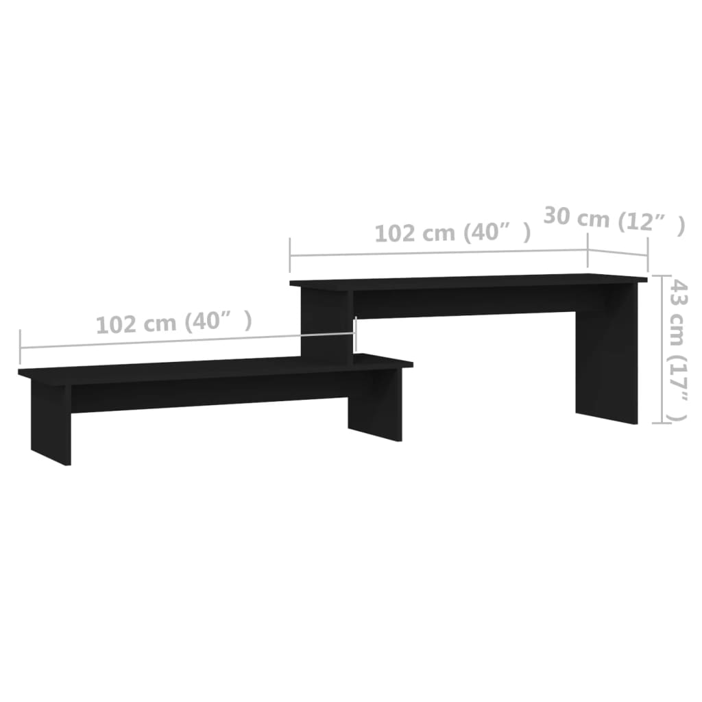 vidaXL ТВ шкаф, черен гланц, 180x30x43 см, ПДЧ