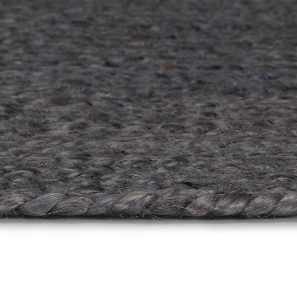 vidaXL Ръчно тъкан килим от юта, кръгъл, 180 см, тъмносив