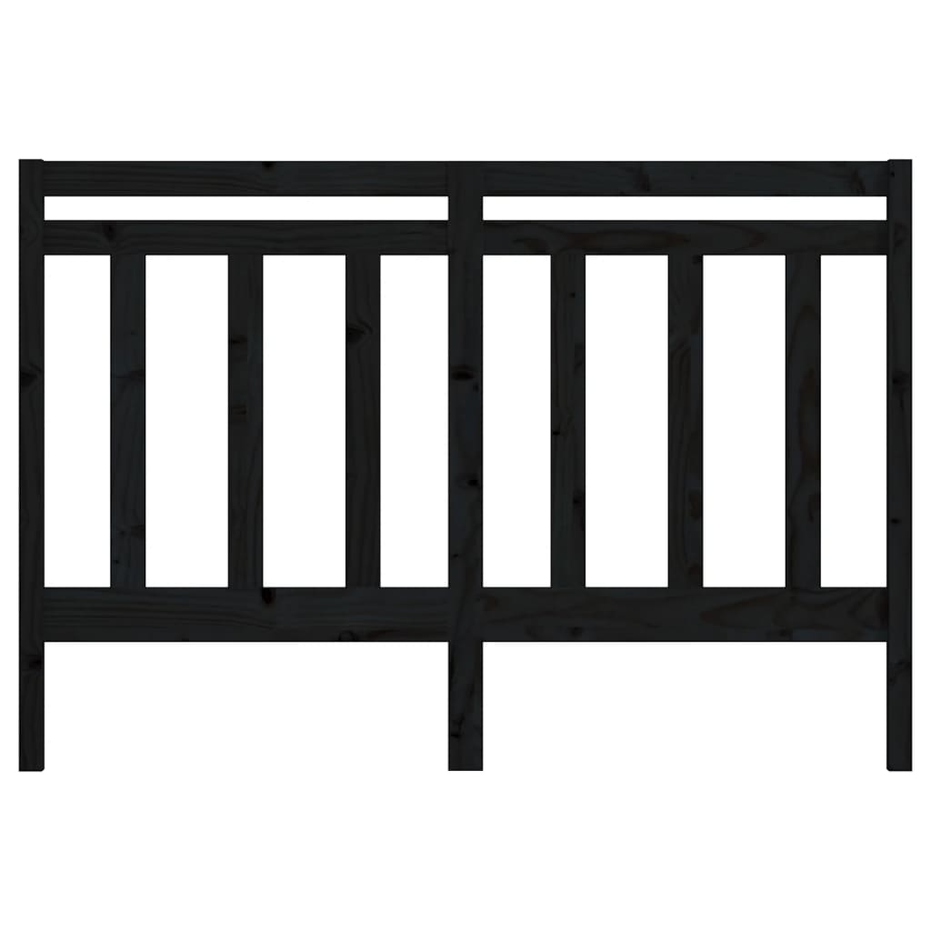 vidaXL Горна табла за легло, черна, 126x4x100 см, бор масив
